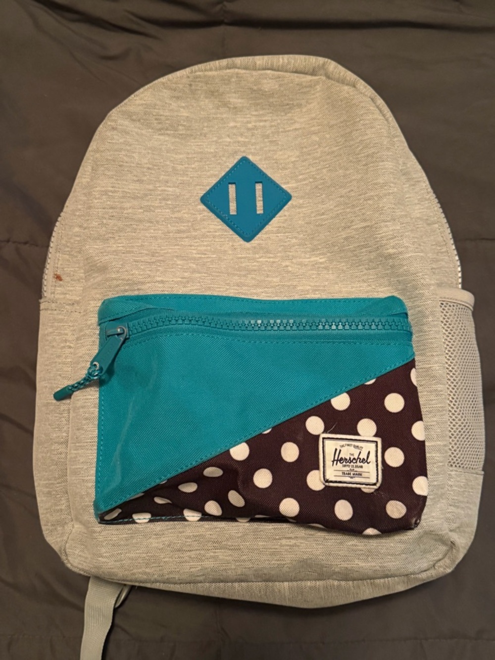 Herschel Supply Company Kids Backpack - Teal, Light Gray & Navy Polka Dot